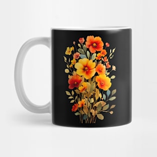 Colorful Floral Bouquet Graphic Tee - Artistic Botanical Illustration Shirt for Garden Lovers Mug